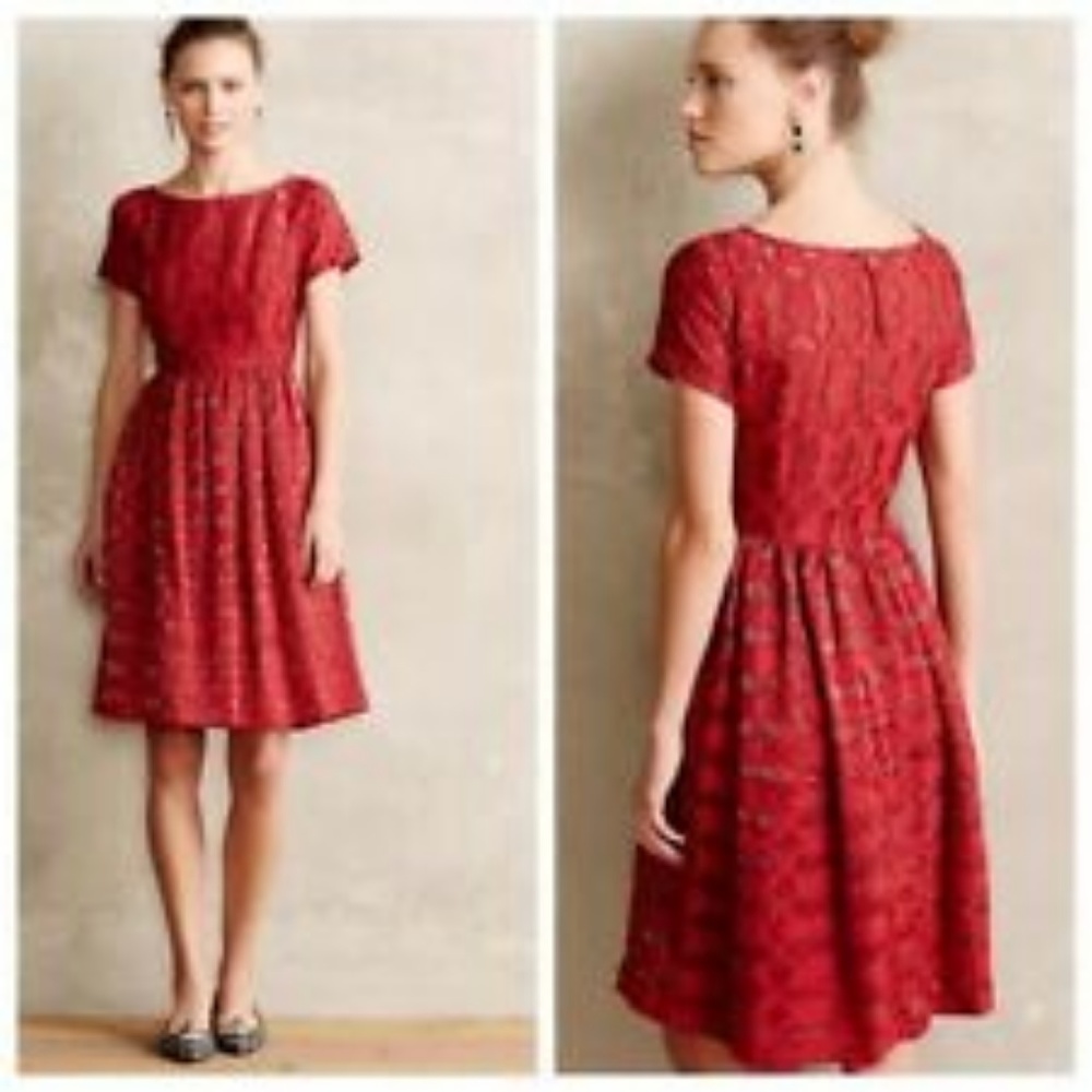 Moulinette Soeurs | Red Lace Cocktail Dress | 14